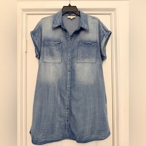 Vanilla Bay Light Blue Denim Button Down Dress- Size L